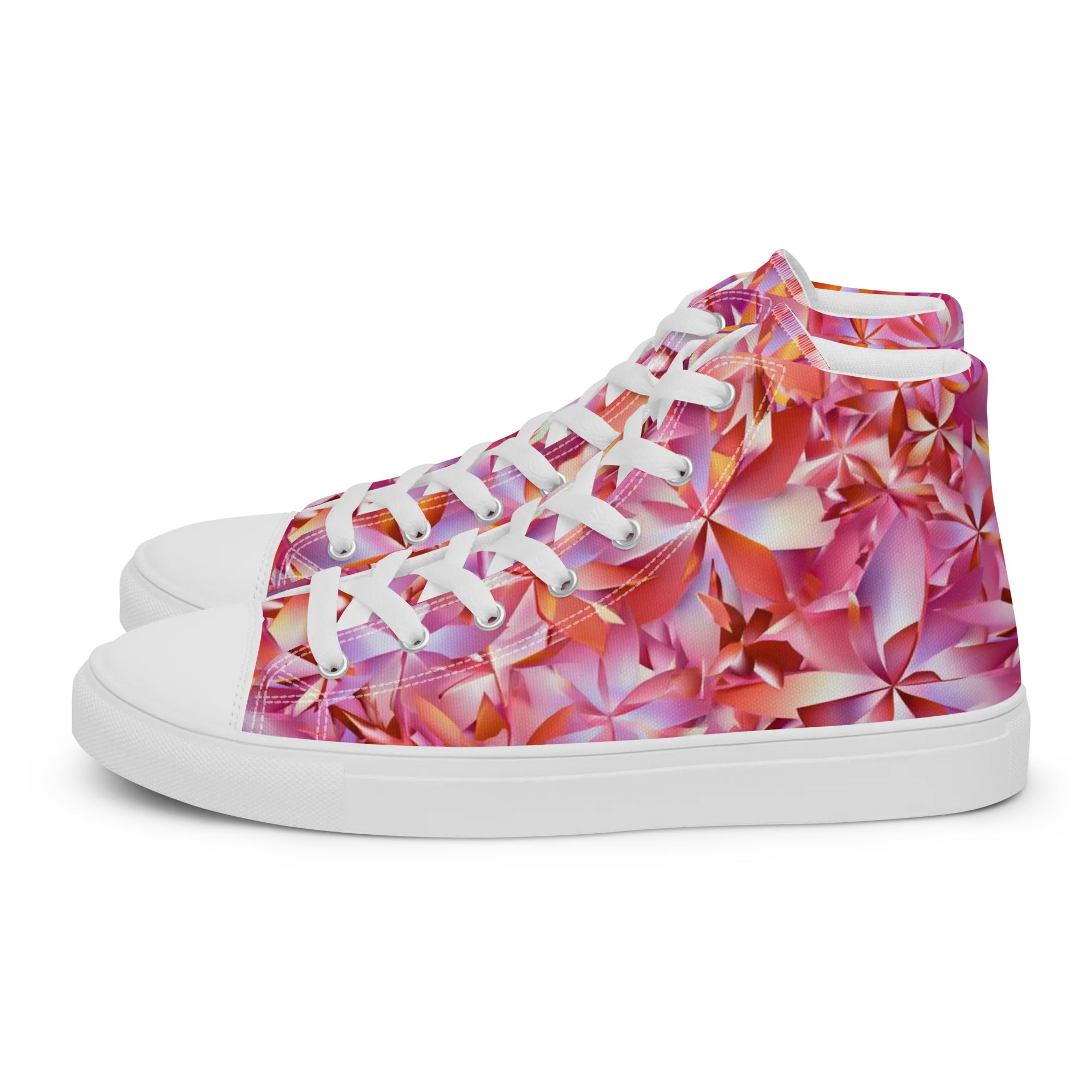 Petal Prism on Women's High Top Canvas Shoes — Left