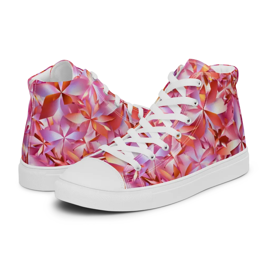 Petal Prism on Women's High Top Canvas Shoes — Left