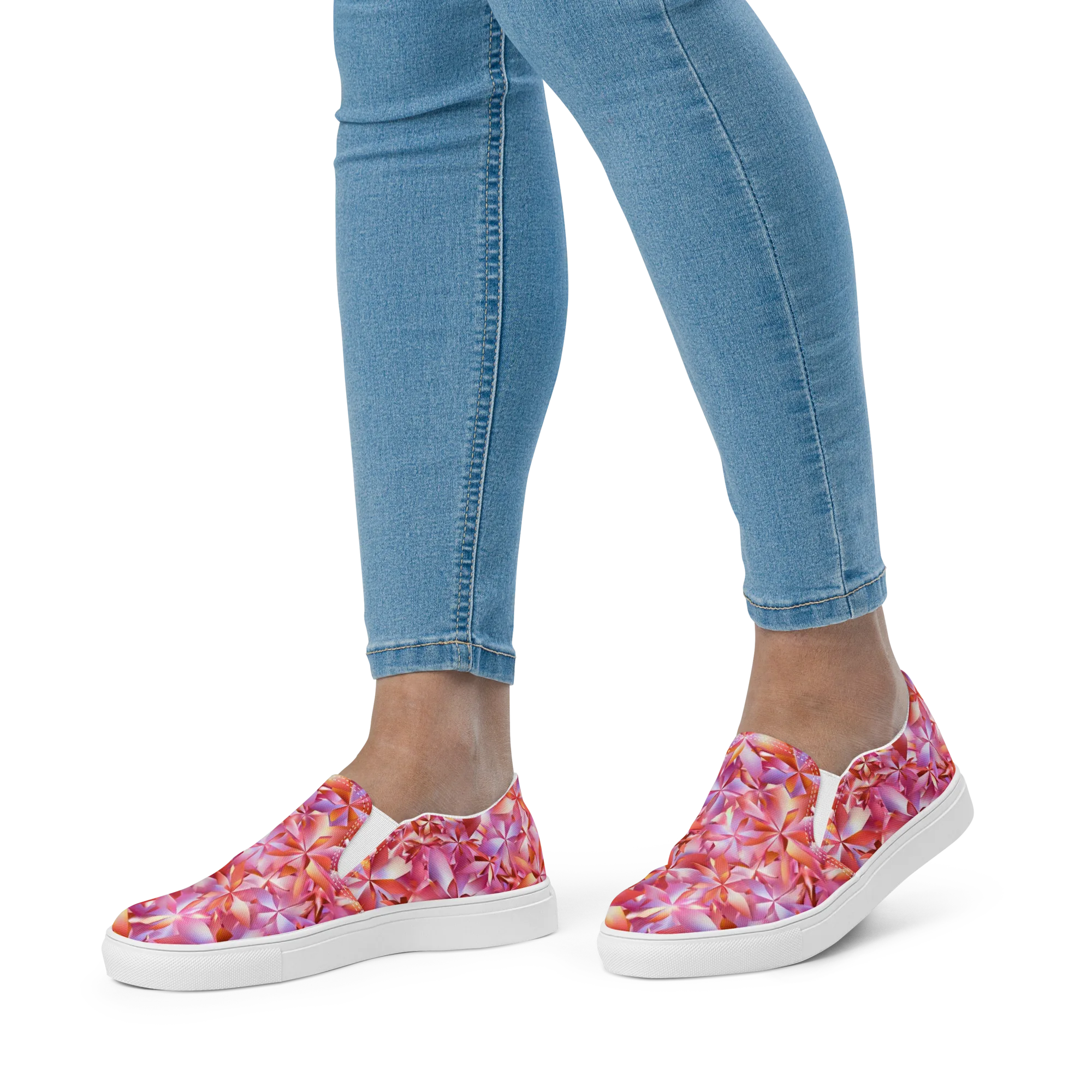 Petal Prism on Women's Slip-On Canvas Shoes — Front
