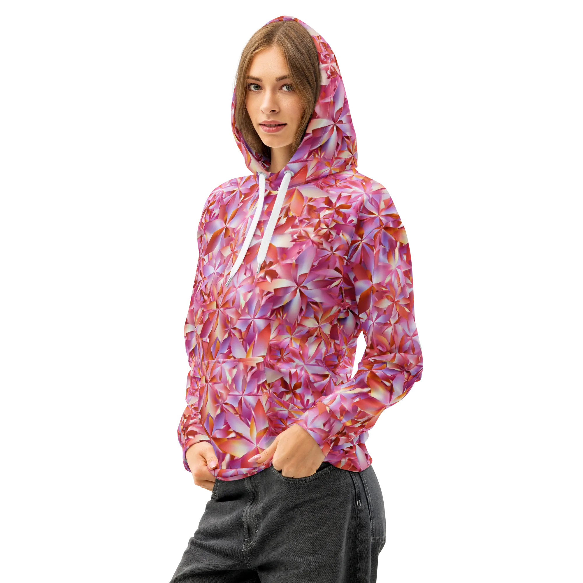 Petal Prism on Cotton Hoodie — Left Front