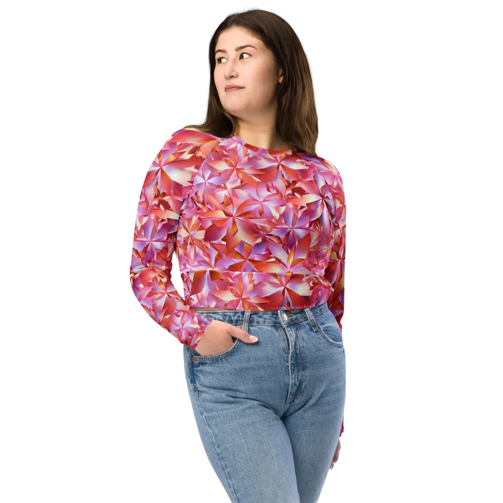 Petal Prism on Long Sleeve Crop Top — Front