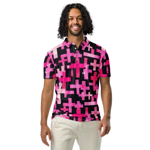 Magenta Junction on a Men's Slim Fit Polo Shirt