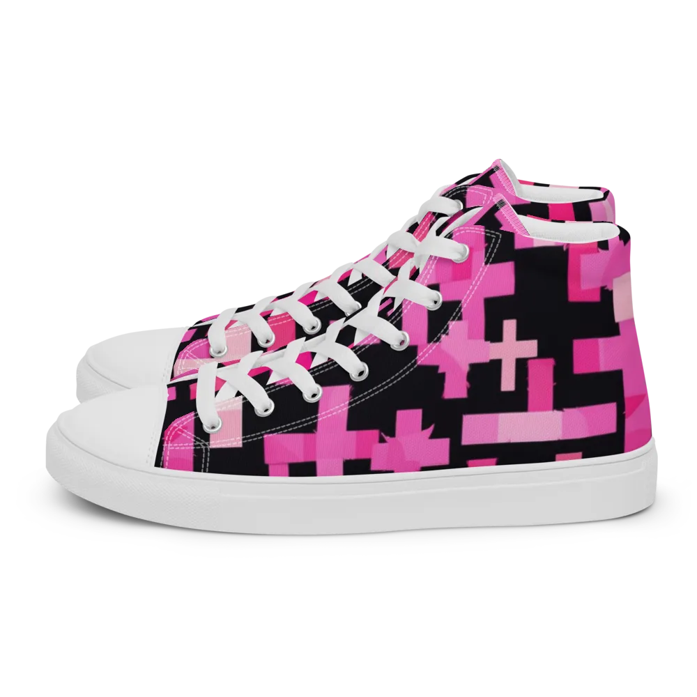Magenta Junction on Men's High Top Canvas Shoes — Left