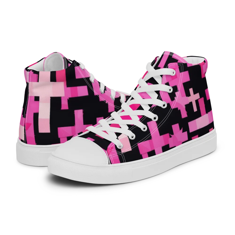 Magenta Junction on Men's High Top Canvas Shoes — Left