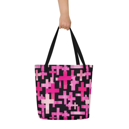 Magenta Junction on a Large Tote Bag W/ Pocket