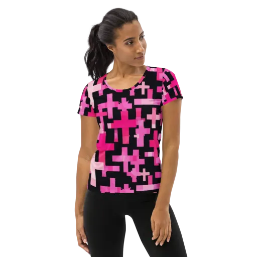 Magenta Junction on a Women's Athletic T-Shirt