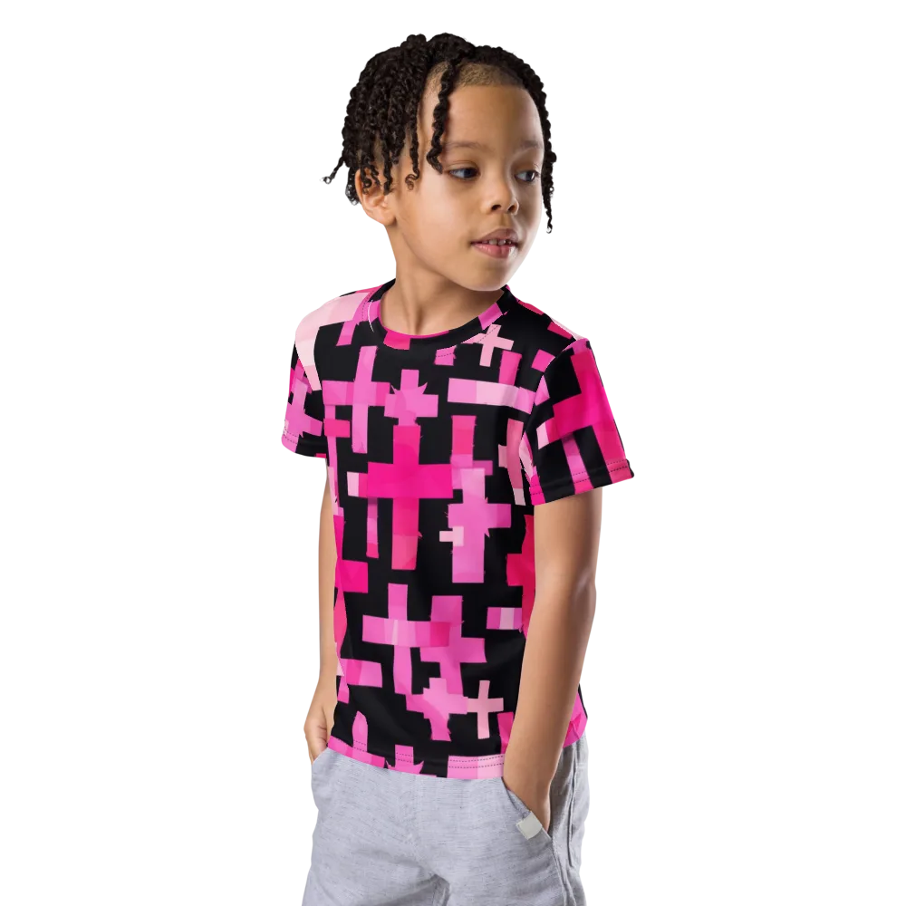 Magenta Junction on Kids Crew Neck T-Shirt — Left Front