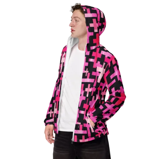 Magenta Junction on a Men's Windbreaker