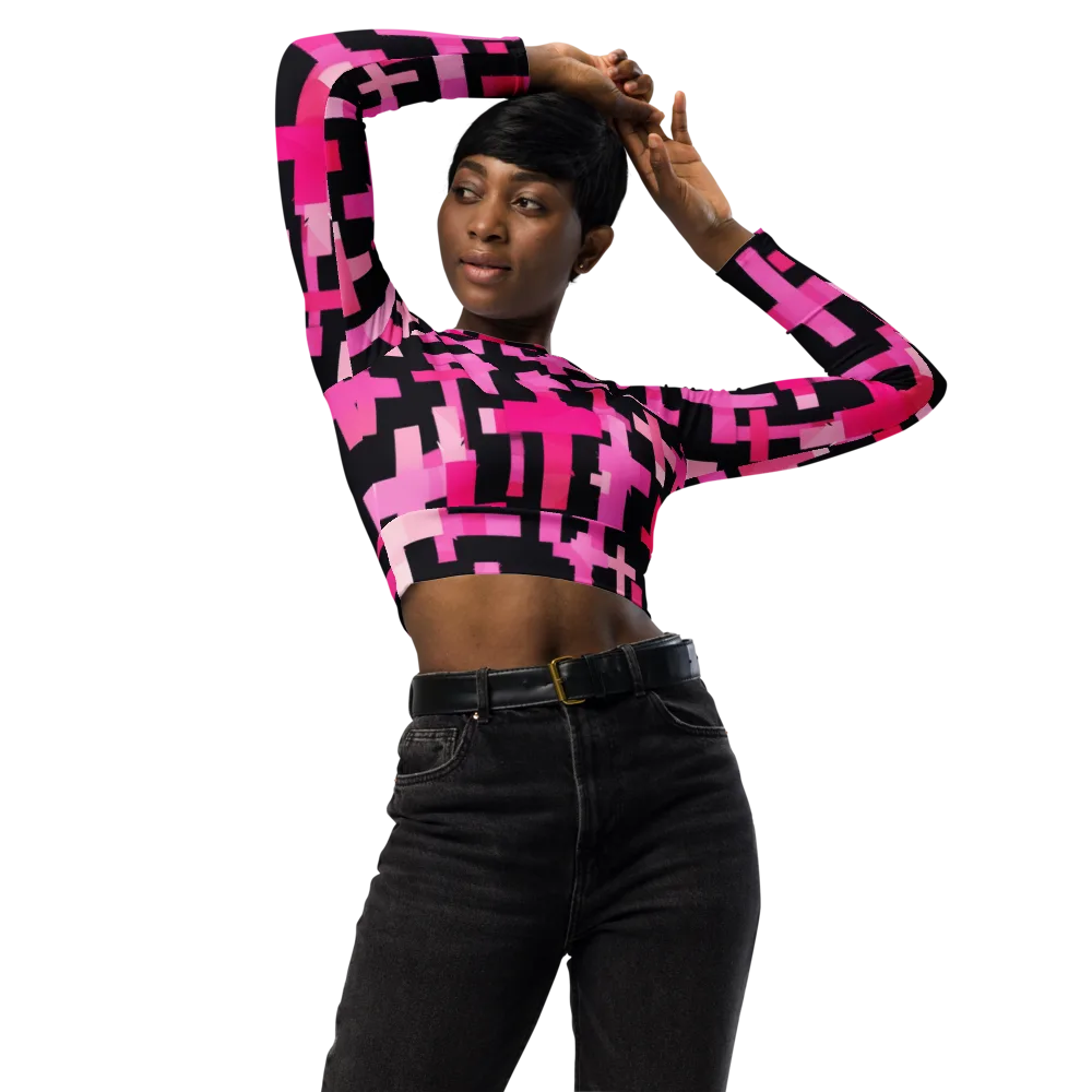 Magenta Junction on Long Sleeve Crop Top — Front