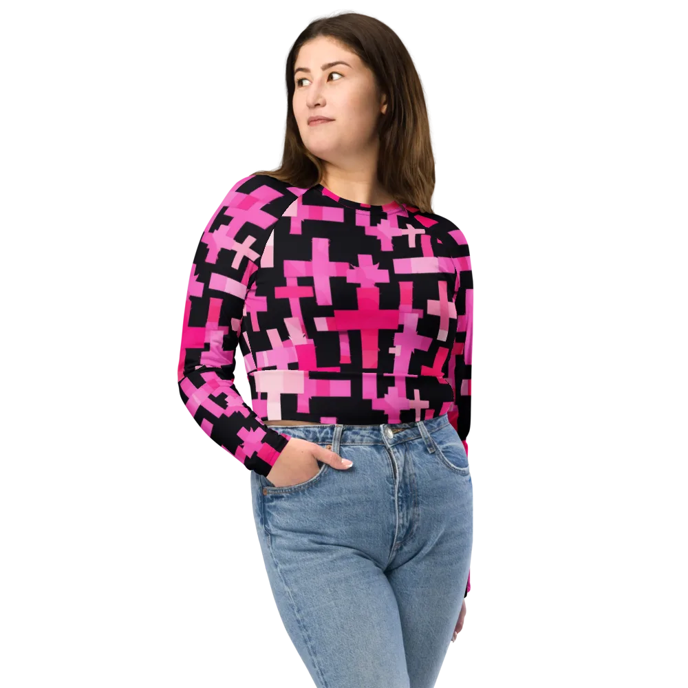 Magenta Junction on Long Sleeve Crop Top — Front