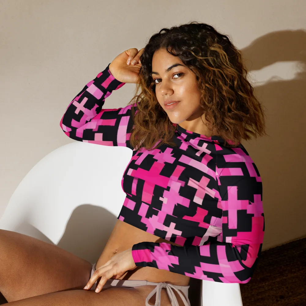 Magenta Junction on Long Sleeve Crop Top — Left Front