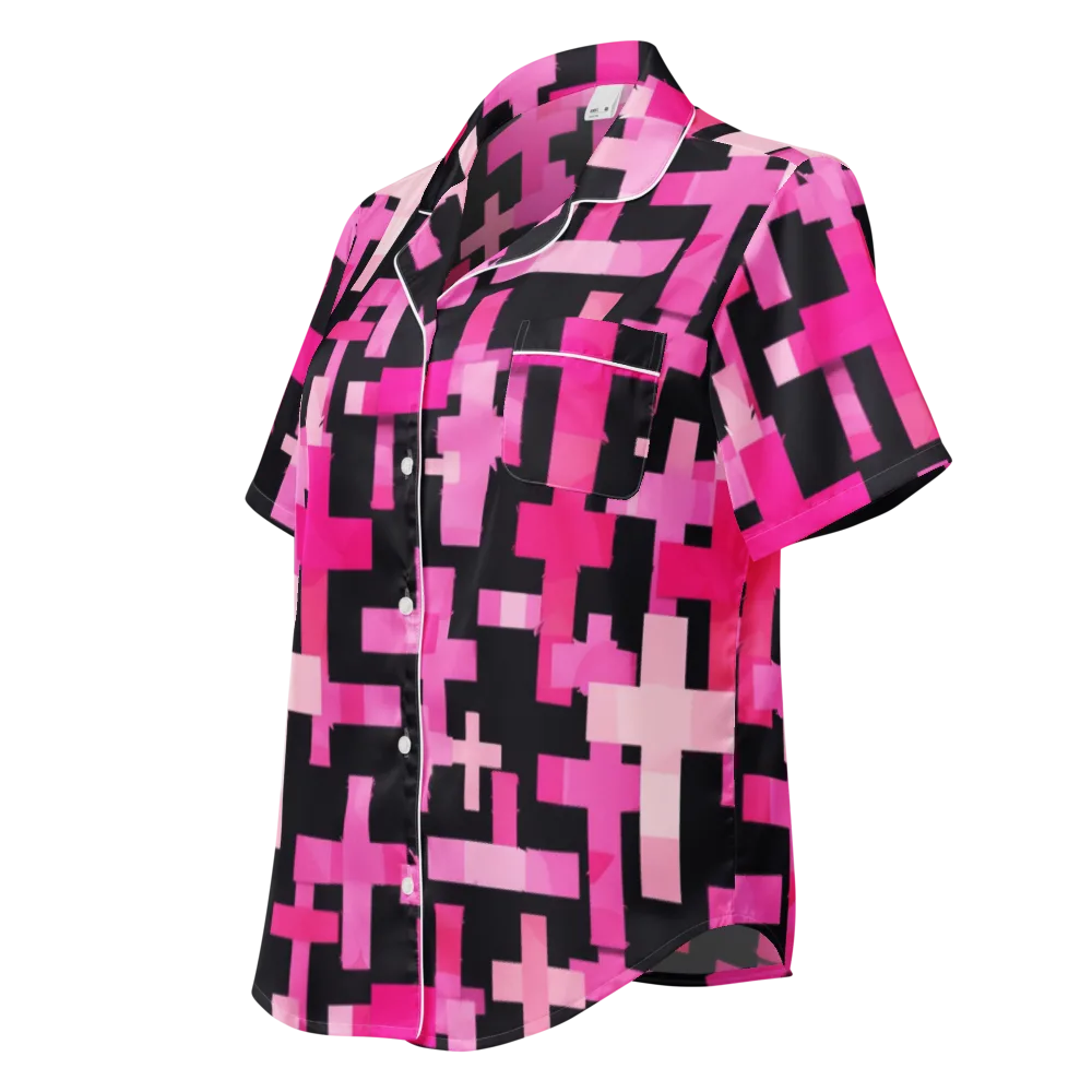 Magenta Junction on Women's Short Sleeve Pajama Top — Left Front