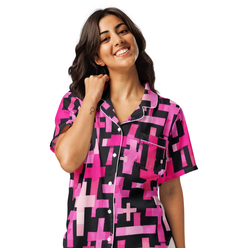 Magenta Junction on Women's Short Sleeve Pajama Top — Front