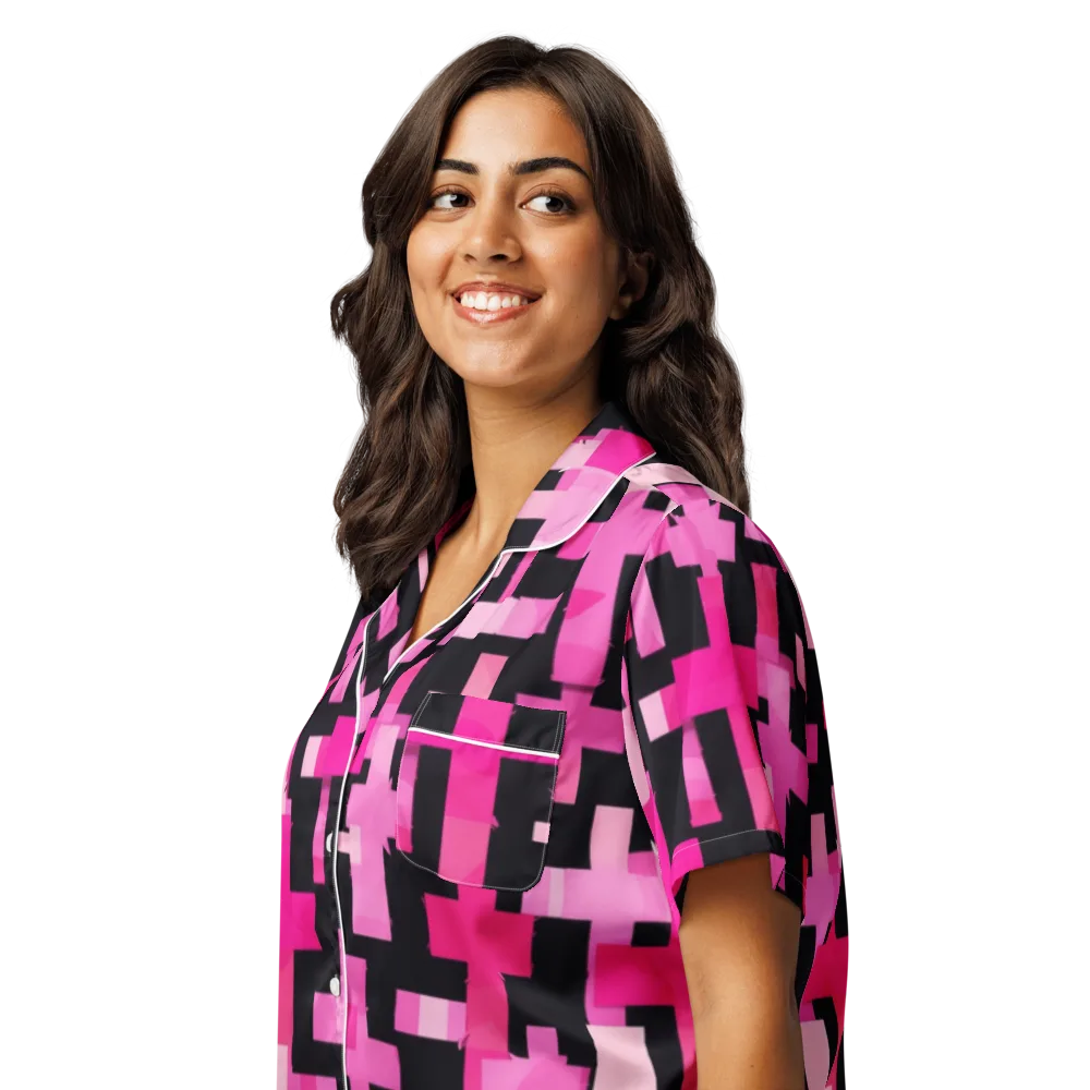 Magenta Junction on Women's Short Sleeve Pajama Top — Left Front