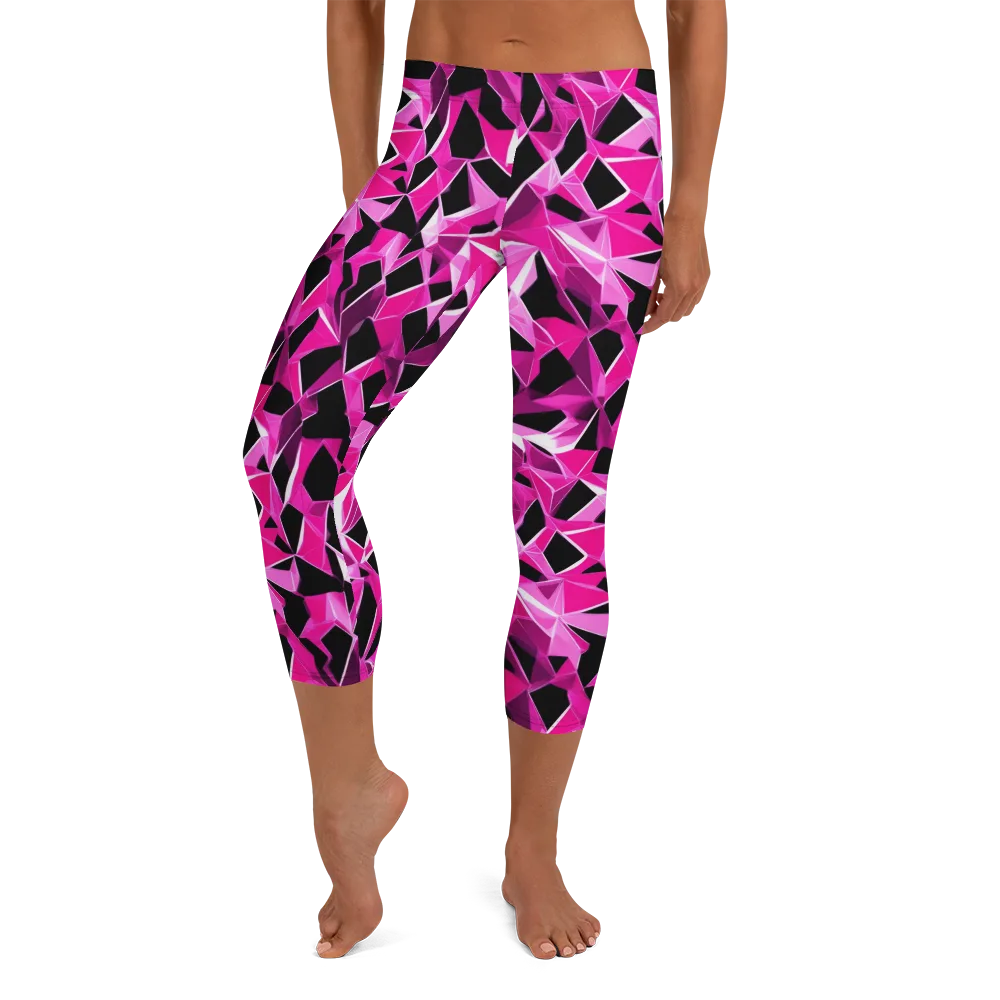 Pink Prism Riot on Capri Leggings — Front