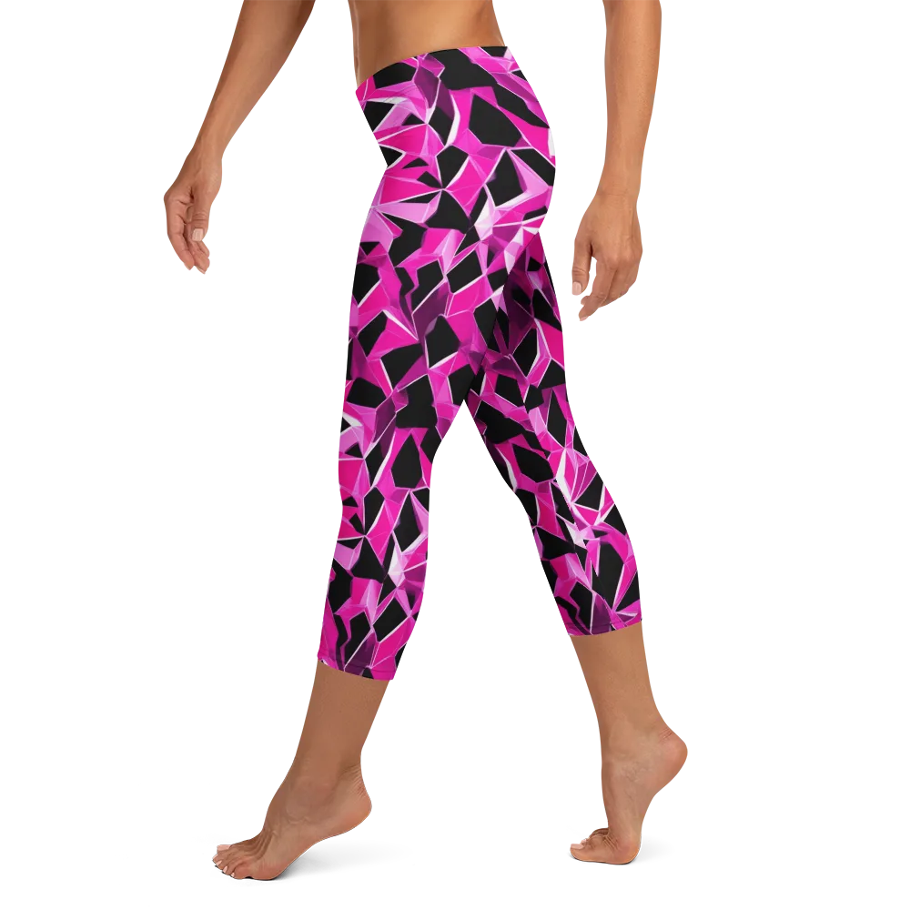 Pink Prism Riot on Capri Leggings — Left