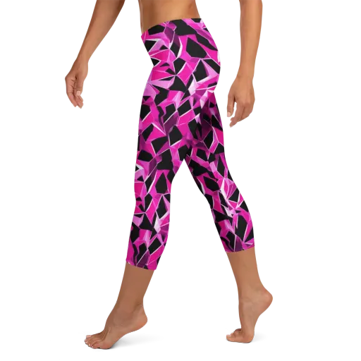 Pink Prism Riot on a Capri Leggings