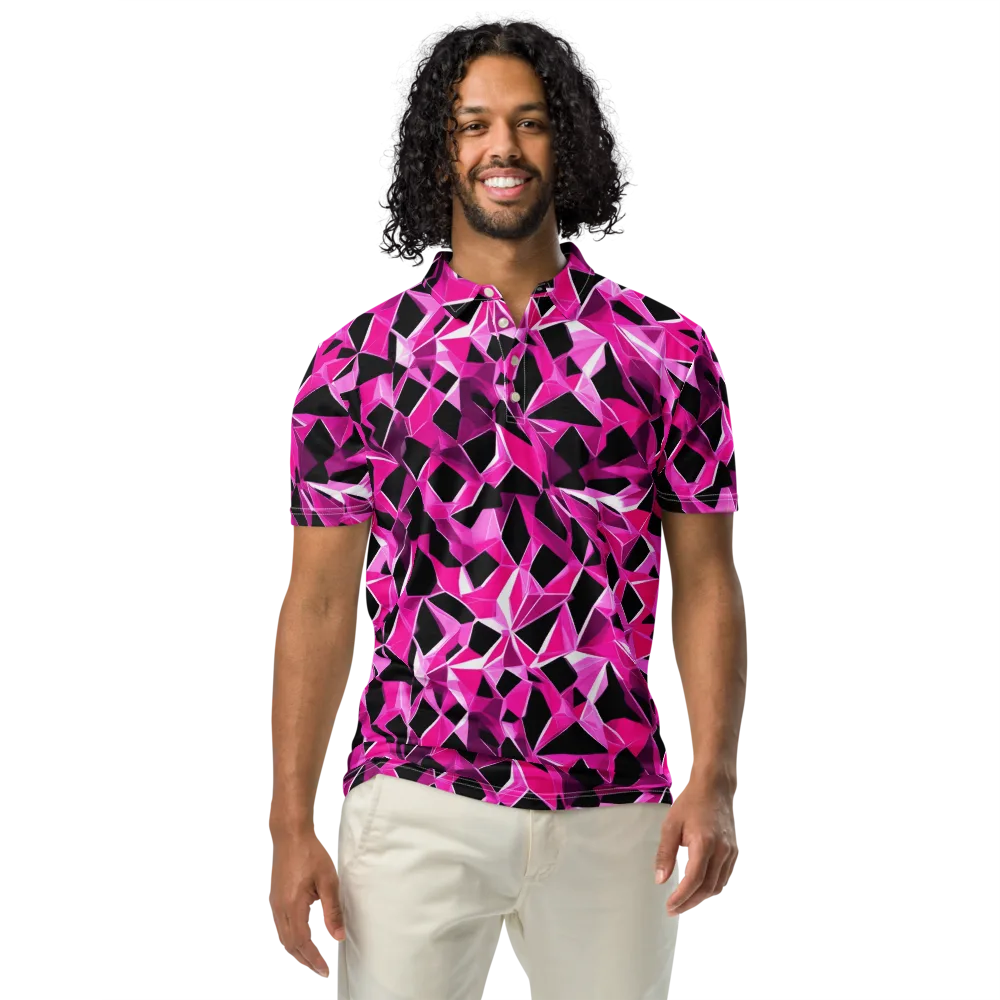 Pink Prism Riot on Men's Slim Fit Polo Shirt — Front