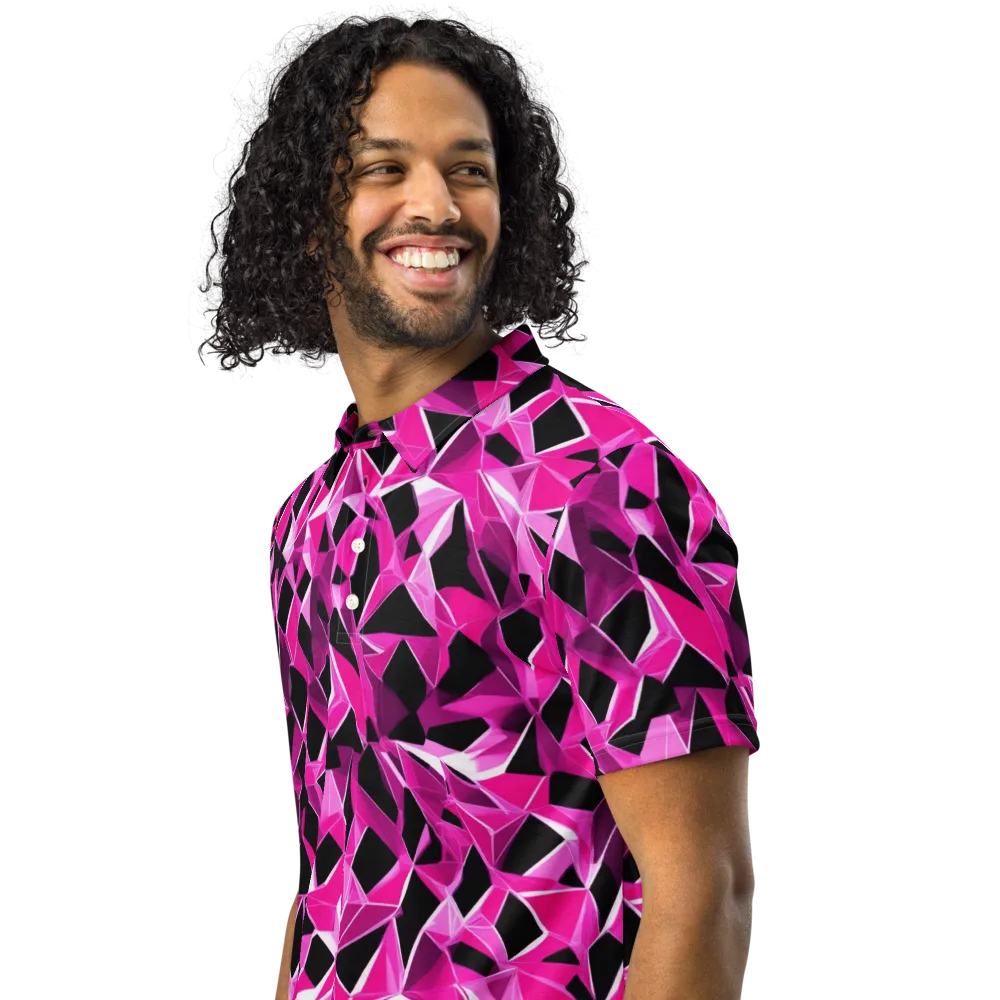 Pink Prism Riot on Men's Slim Fit Polo Shirt — Left Front