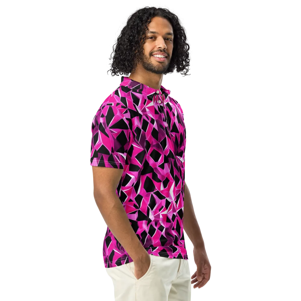 Pink Prism Riot on Men's Slim Fit Polo Shirt — Right Front