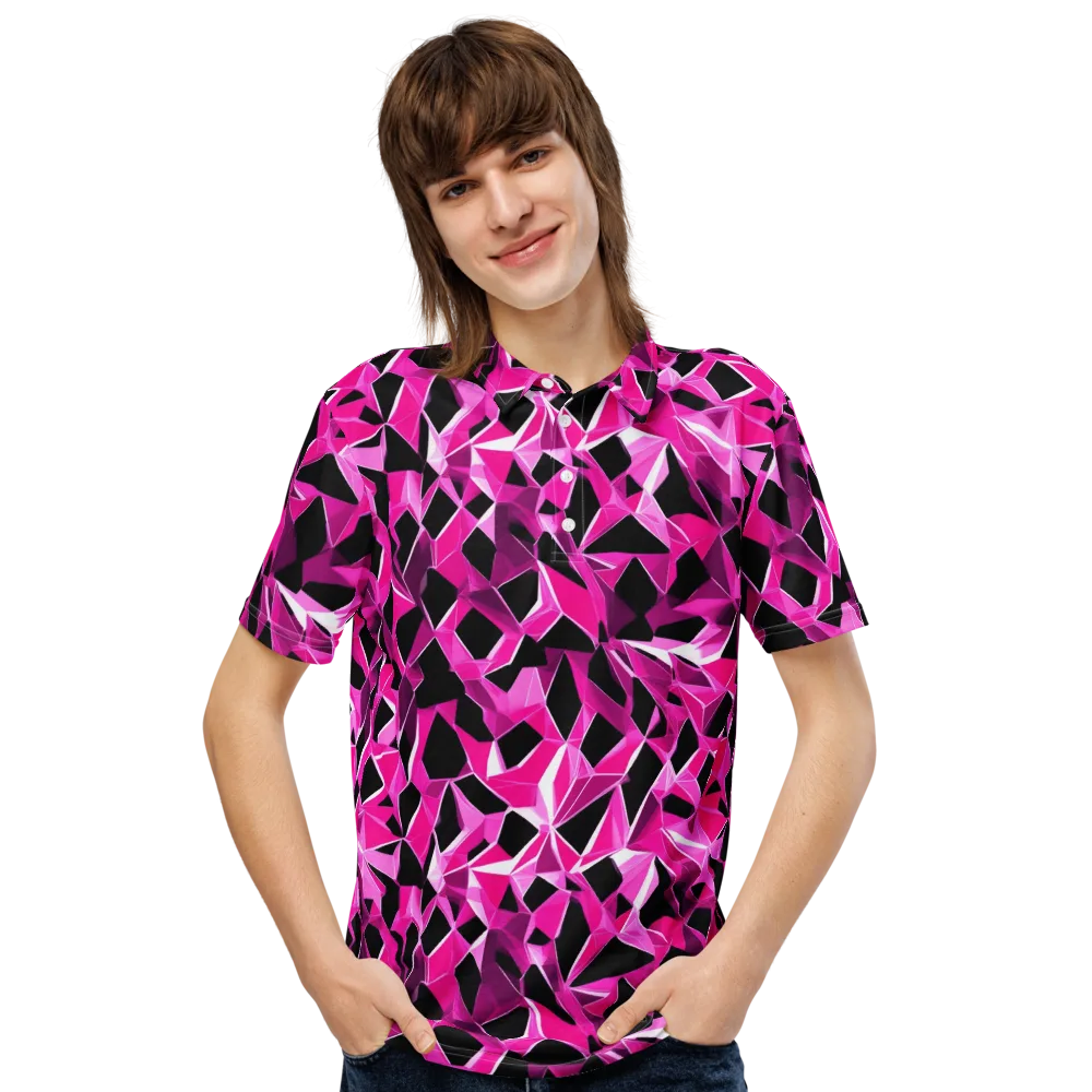 Pink Prism Riot on Men's Slim Fit Polo Shirt — Front