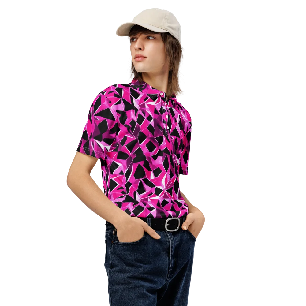Pink Prism Riot on Men's Slim Fit Polo Shirt — Right Front