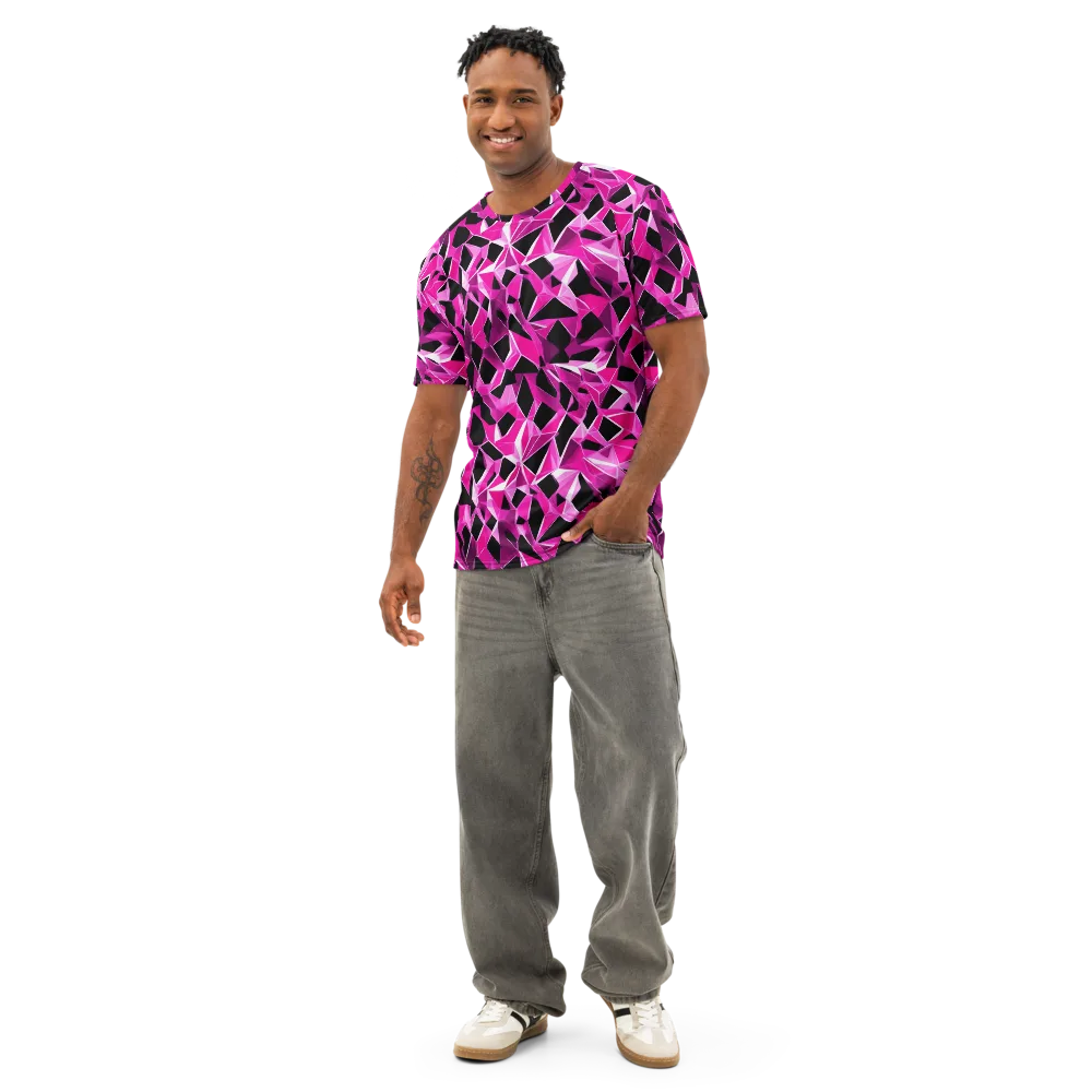 Pink Prism Riot on Men's Cotton Crew Neck T-Shirt — Front