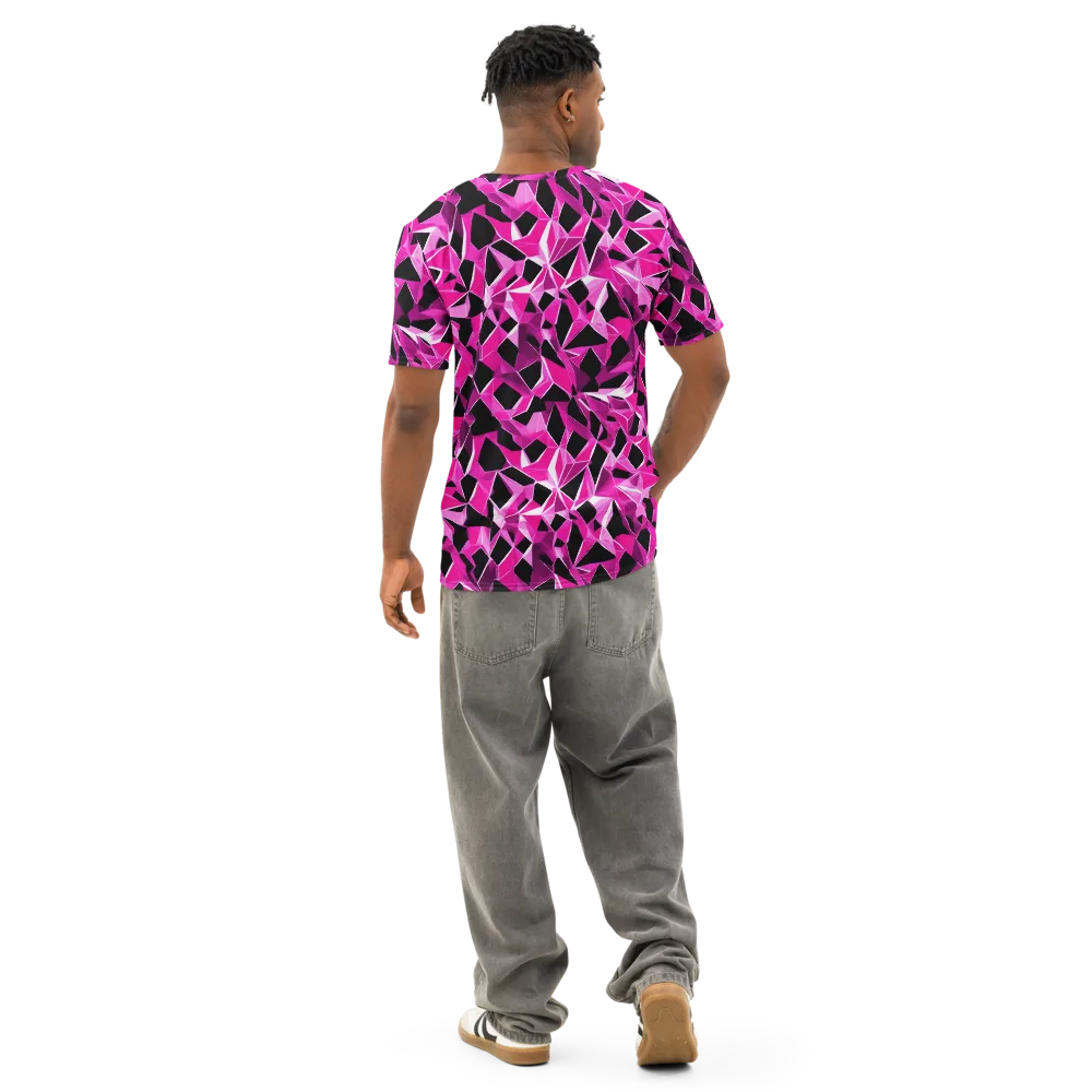 Pink Prism Riot on Men's Cotton Crew Neck T-Shirt — Back