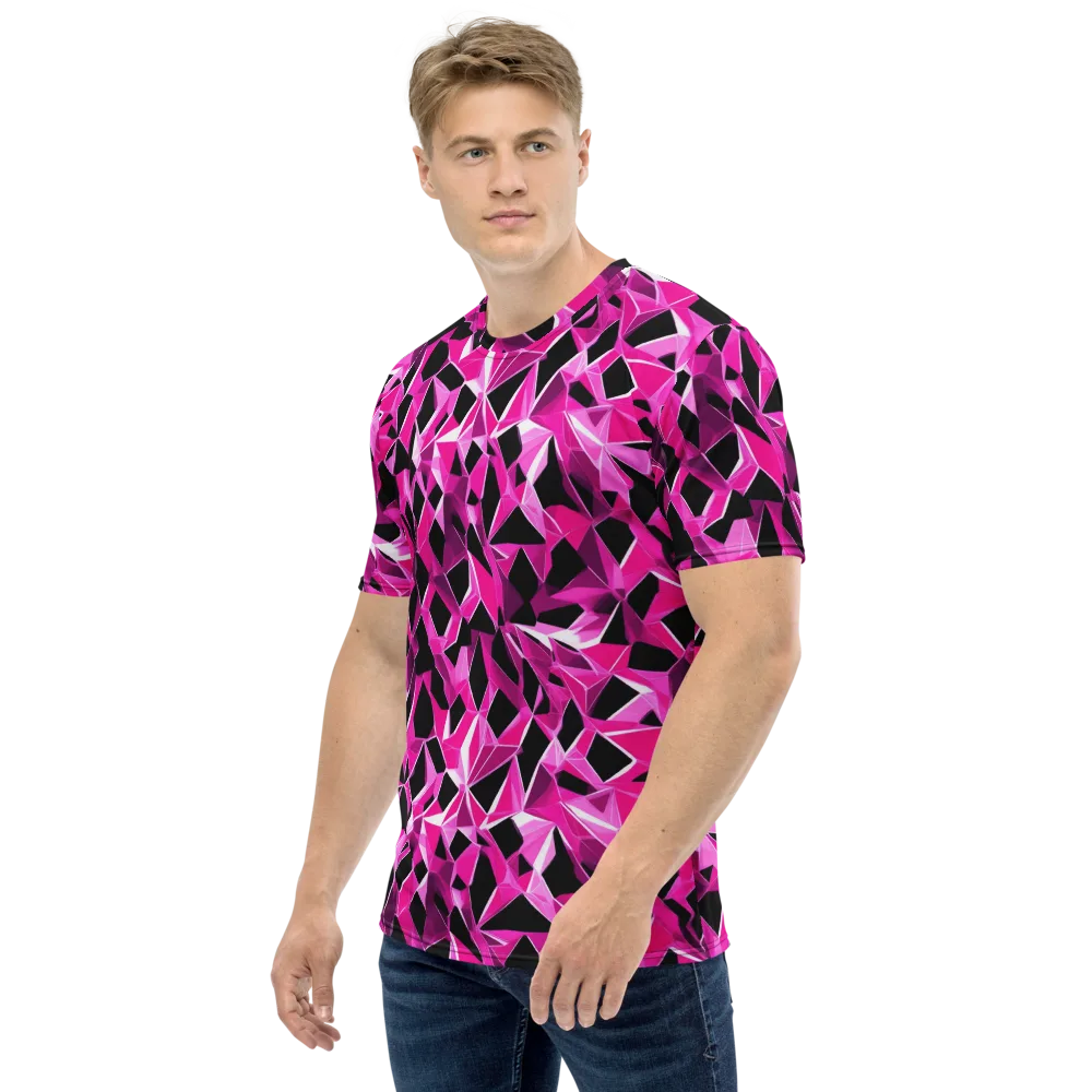Pink Prism Riot on Men's Crew Neck T-Shirt — Left