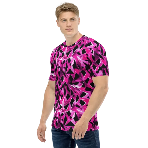 Pink Prism Riot on a Men's Crew Neck T-Shirt