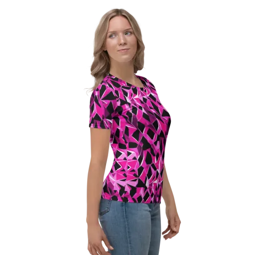 Pink Prism Riot on a Women's Crew Neck T-Shirt