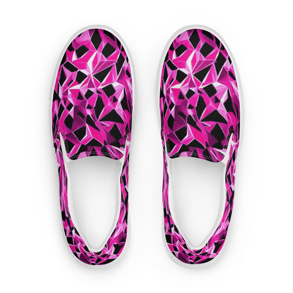 Pink Prism Riot on Men's Slip-On Canvas Shoes — Front