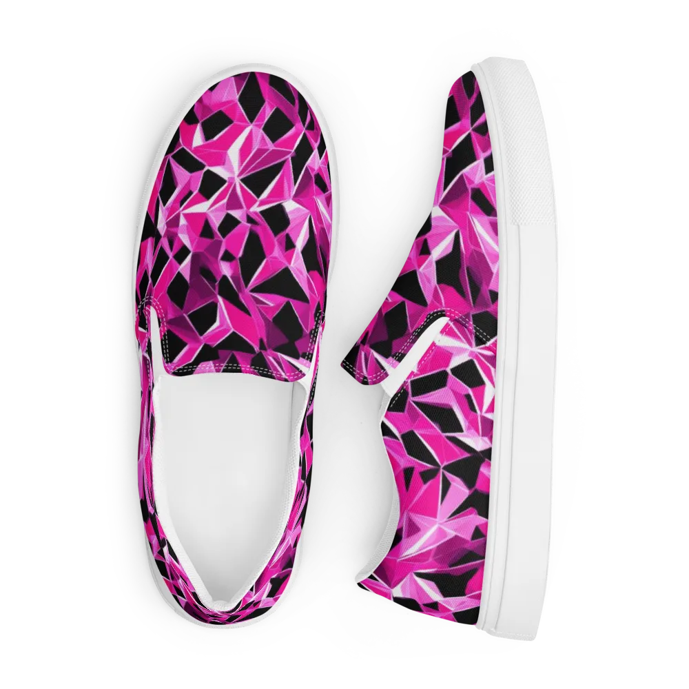 Pink Prism Riot on Men's Slip-On Canvas Shoes — Front