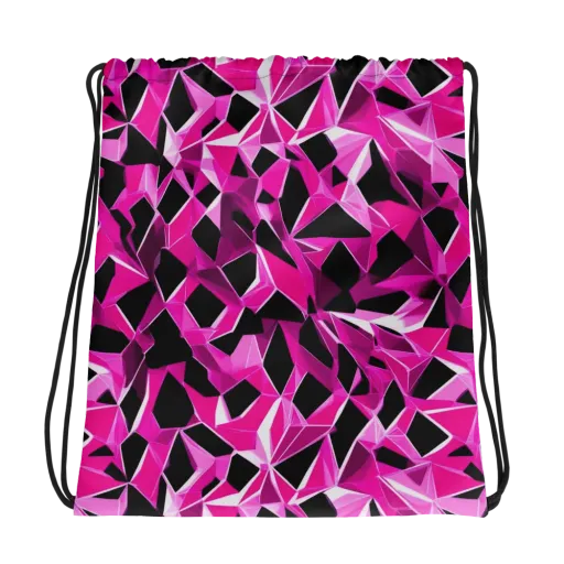Pink Prism Riot on a Drawstring Bag