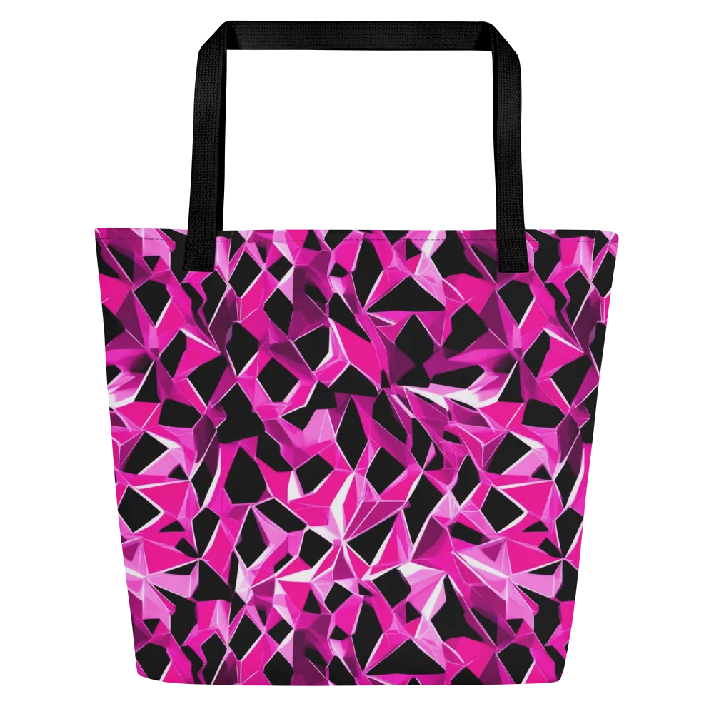 Pink Prism Riot on Large Tote Bag W/ Pocket — Front