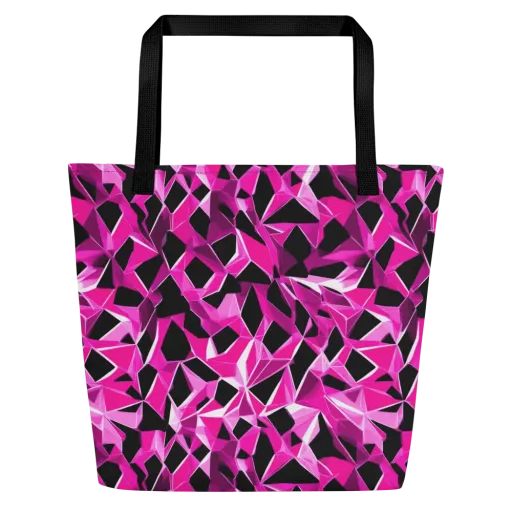 Pink Prism Riot on a Large Tote Bag W/ Pocket