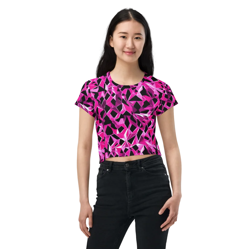 Pink Prism Riot on Crop Tee — Front