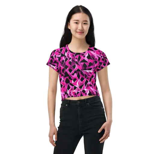 Pink Prism Riot on a Crop Tee