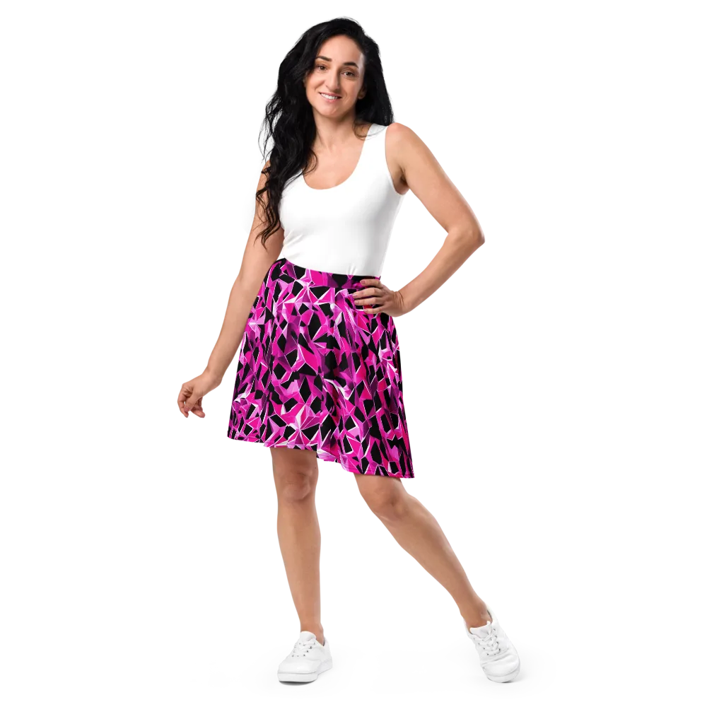 Pink Prism Riot on Skater Skirt — Front