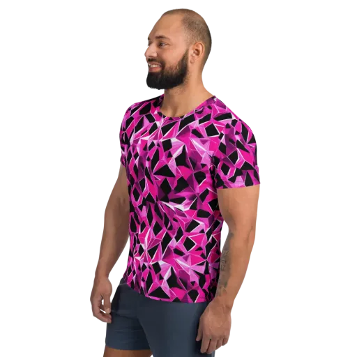 Pink Prism Riot on a Men's Athletic T-Shirt