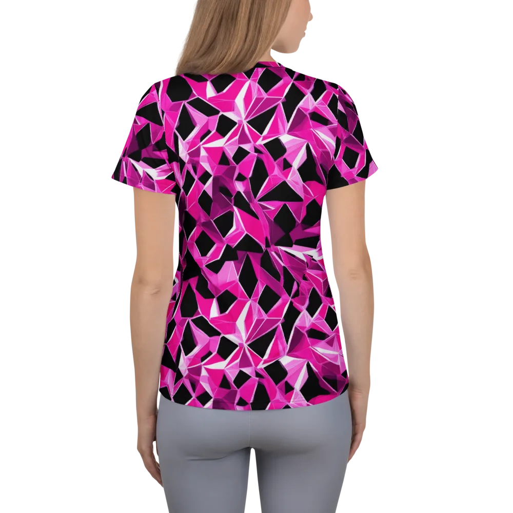 Pink Prism Riot on Women's Athletic T-Shirt — Back