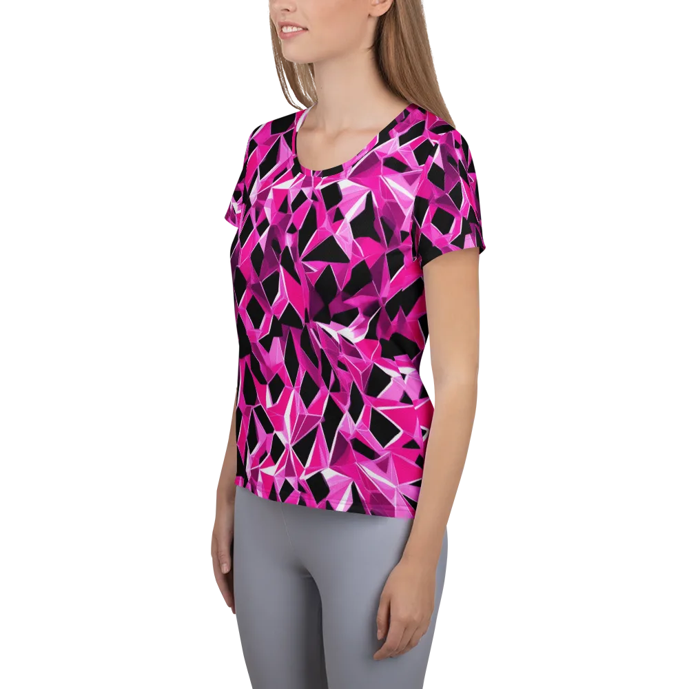 Pink Prism Riot on Women's Athletic T-Shirt — Left