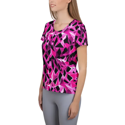 Pink Prism Riot on a Women's Athletic T-Shirt