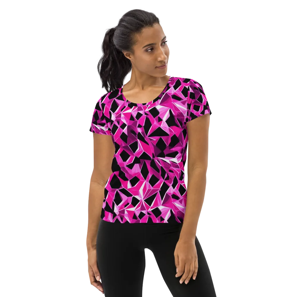 Pink Prism Riot on Women's Athletic T-Shirt — Front