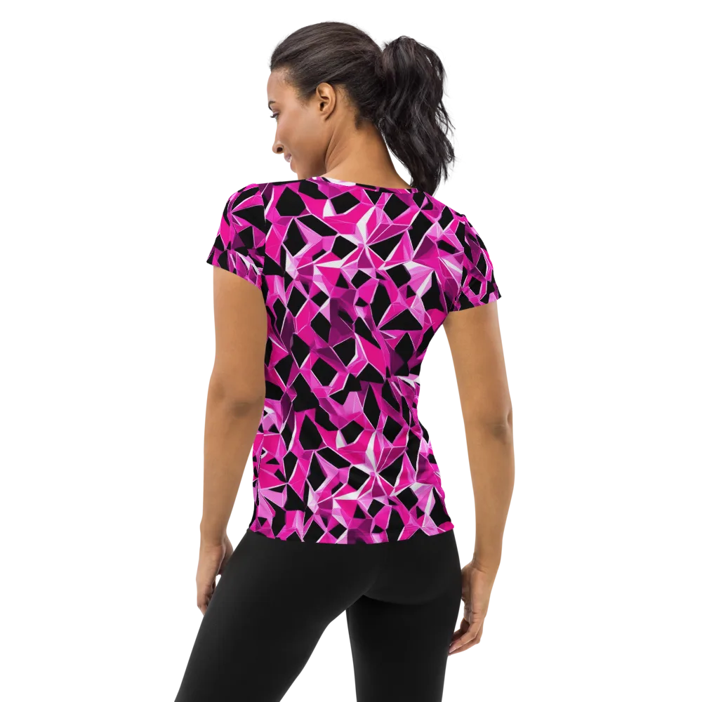 Pink Prism Riot on Women's Athletic T-Shirt — Back