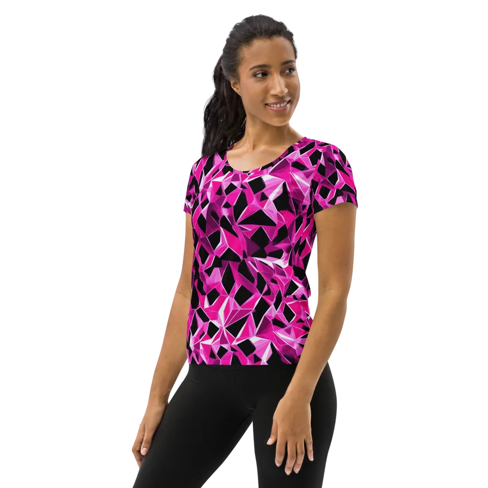 Pink Prism Riot on Women's Athletic T-Shirt — Left