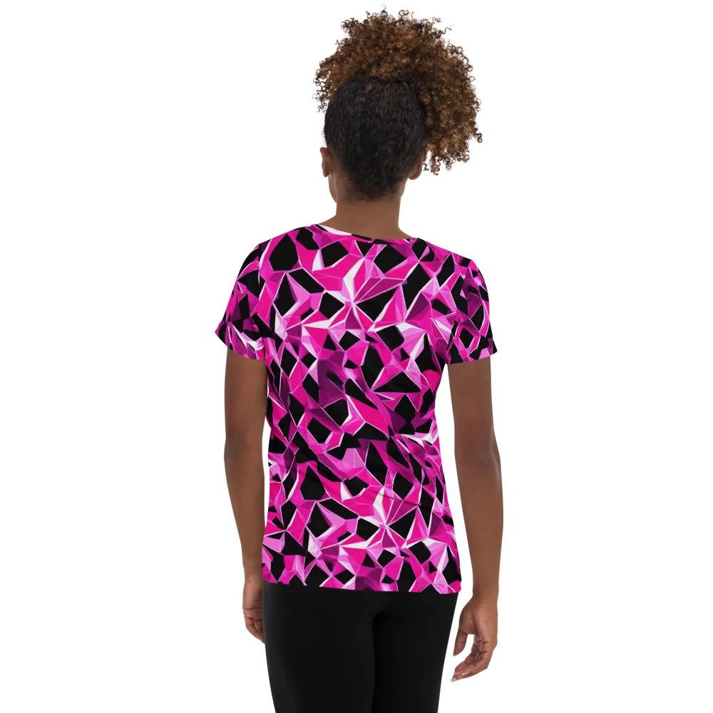 Pink Prism Riot on Women's Athletic T-Shirt — Back