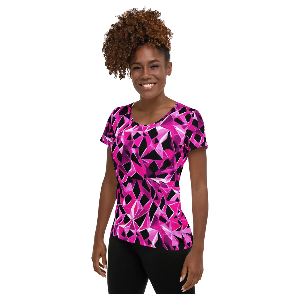 Pink Prism Riot on Women's Athletic T-Shirt — Left