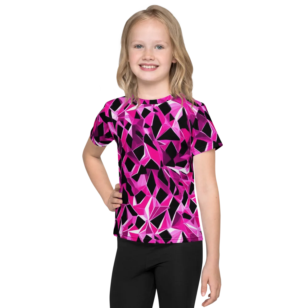 Pink Prism Riot on Kids Crew Neck T-Shirt — Front