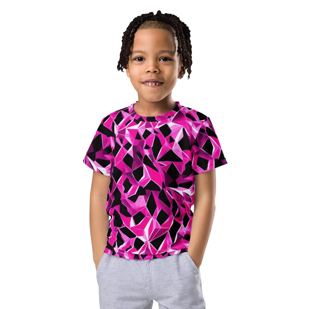 Pink Prism Riot on Kids Crew Neck T-Shirt — Front